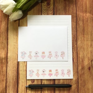 Animal Ballerina's Schrijfset A5, Snail Mail, Happy Post, Penvriendje, Aangepast briefpapier, Brievenset, A5-schrijfset enveloppen, notitiepapier