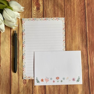 Ditzy Florals A5-schrijfset, slakkenpost, Happy Post, penvriend, briefpapier, aangepast briefpapier, brievenset, briefpapier en enveloppen A5, notitiepapier