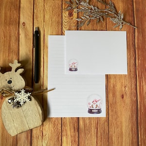 Juego de escritura Gnome Snowglobe A5, correo postal, Happy Post, amigo por correspondencia, papelería personalizada, juego de cartas, papel y sobres para escribir A5, papel para notas