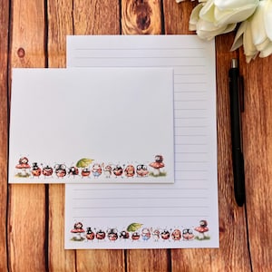 Juego de escritura A5 con mariquitas peculiares, correo postal, correo postal, papelería personalizada, juego de cartas, sobres A5, papel para notas
