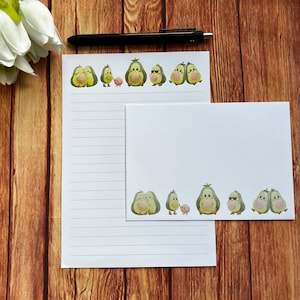 Set da scrittura Avocados A5, posta ordinaria, Happy Post, Penpal, cancelleria personalizzata, set di lettere, carta da scrittura e buste A5, carta per appunti