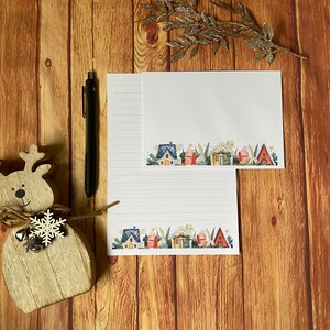Juego de escritura A5 con casas navideñas, correo postal, Happy Post, amigos por correspondencia, papelería personalizada, juego de cartas, papel y sobres para escribir A5, papel para notas