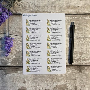 Adresstickers zonnebloem, envelop, postzegel, retouradres, ambacht, briefpapier, penvriend, notitiepapier, briefpapier, plannerstickers