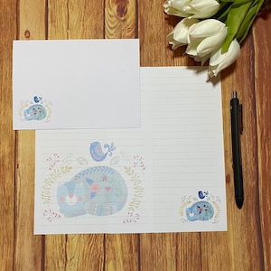 Juego de escritura A5 con diseño de gato y pájaro, para correo postal, Happy Post, para amigos por correspondencia, papelería personalizada, juego de cartas, sobres A5 para juego de escritura, papel para notas