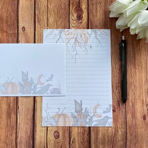 Juego de escritura A5 de casas espeluznantes, juego de escritura, amigo por correspondencia, papelería personalizada, juego de cartas, sobres para juego de escritura A5, papel para notas, Halloween