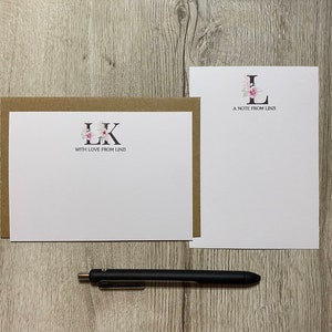 Personalised Initials A6 Note Cards, Set of 10, Envelopes, Gift Set, Writing Set, Custom Stationery, Letter Set, Note Paper, Thank You Card