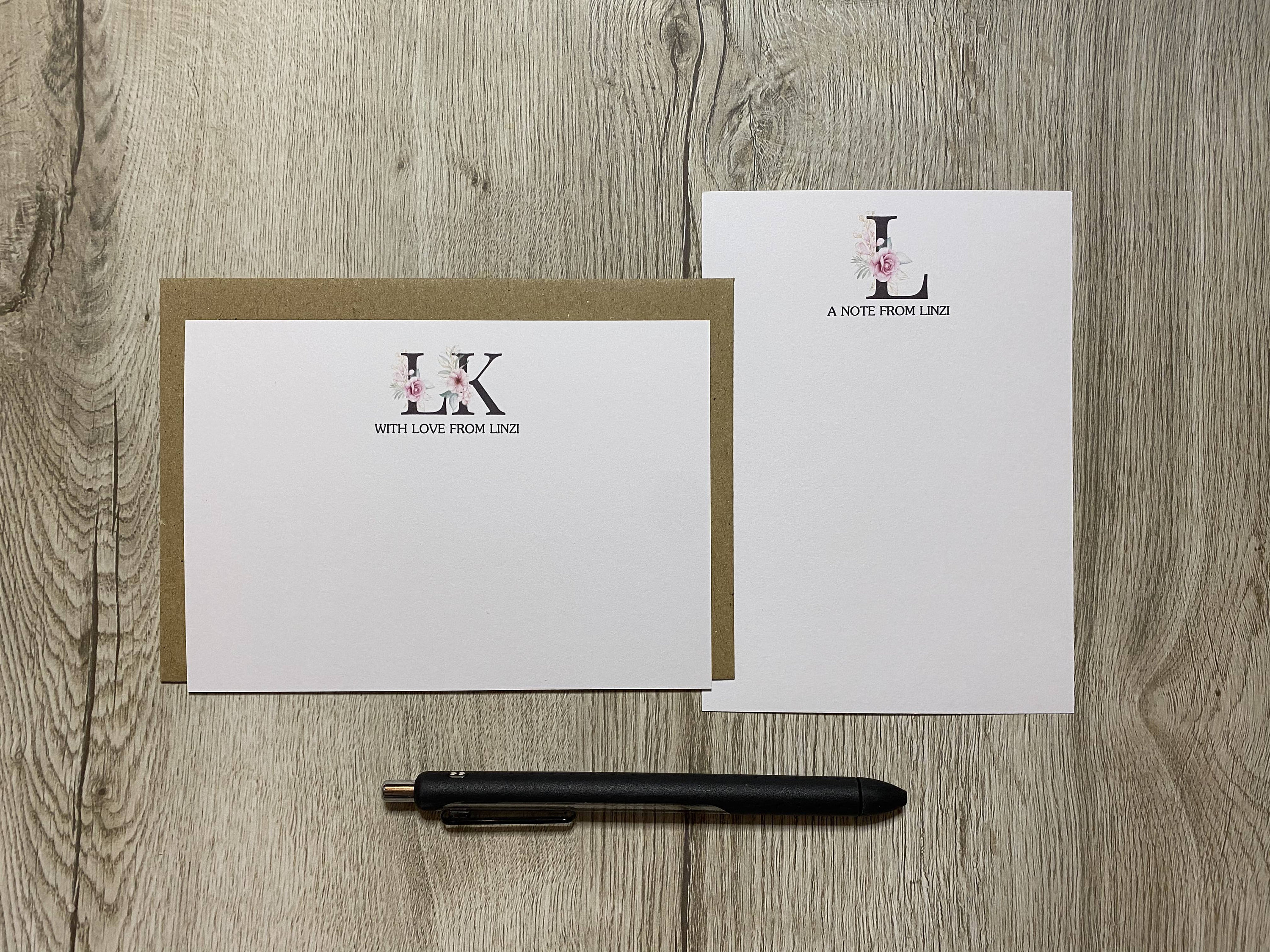 Personalised Initials A6 Note Cards Set of 10 Envelopes Etsy
