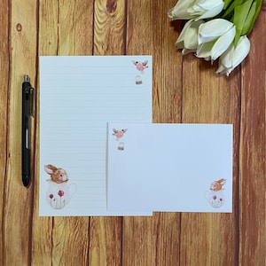 Juego de escritura de tamaño A5 de conejo y petirrojo, correo postal, Happy Post, amigo por correspondencia, papelería personalizada, juego de cartas, papel y sobres para escribir tamaño A5, papel para notas
