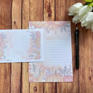 Juego de escritura A5 con flores y calabazas, juego de escritura, amigo por correspondencia, papelería personalizada, juego de cartas, sobres para juego de escritura A5, papel para notas, Halloween