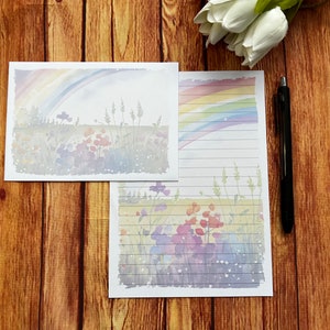 Rainbow Meadow A5-schrijfset, slakkenpost, Happy Post, penvriend, briefpapier, aangepast briefpapier, brievenset, briefpapier en enveloppen A5, notitiepapier