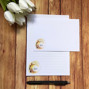 ¡Buuu! Juego de escritura A5 de Halloween, correo postal, Happy Post, amigo por correspondencia, Acción de Gracias, juego de cartas, papel y sobres de escritura A5, papel para notas
