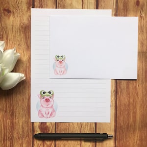 Piggy Frog A5 Set da scrittura, posta ordinaria, Happy Post, Penpal, cancelleria personalizzata, set di lettere, set da scrittura A5 Buste, carta per appunti