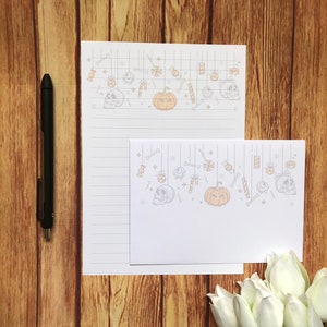Juego de escritura A5 con pancarta de Halloween, correo postal, Happy Post, amigo por correspondencia, juego de cartas, Acción de Gracias, papel y sobres para escribir A5, papel para notas