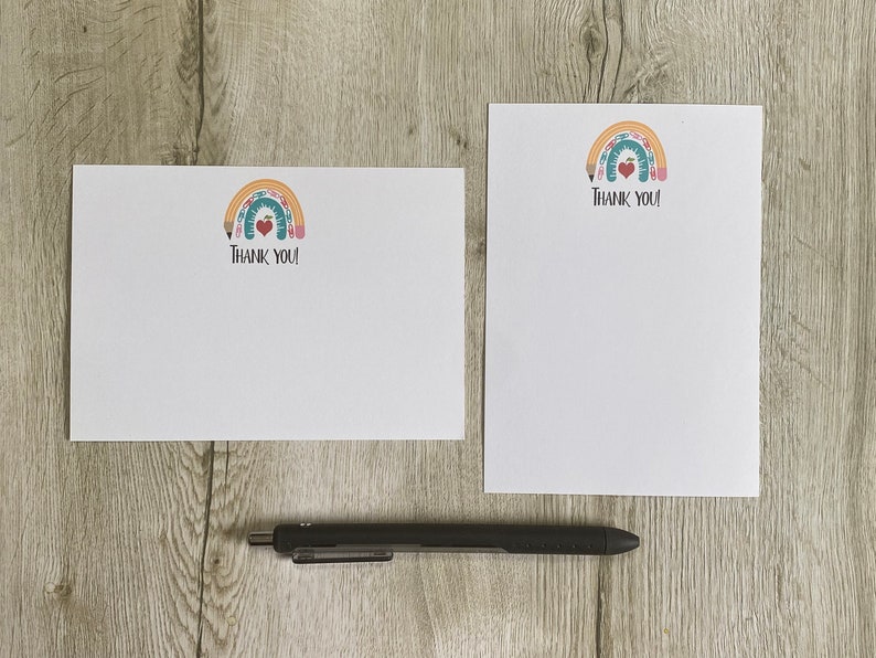 Personalised Teacher Rainbow A6 Note Cards, Set of 10, Envelopes Gift ...