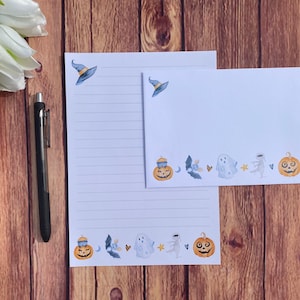 Halloween Buddies A5-schrijfset, schrijfset, penvriend, briefpapier op maat, brievenset, A5-schrijfset enveloppen, notitiepapier, Halloween