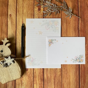 Juego de escritura Christmas Corners A5, correo postal, Happy Post, Penpal, papelería personalizada, juego de cartas, papel y sobres para escribir A5, papel para notas