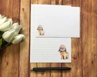 Floral Rabbit A5 Writing Set, Snail Mail, Happy Post, Penpal, Custom Stationery, Letter Set, A5 Writing Paper and Envelopes, Note Paper