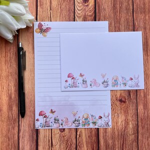 Rabbit Garden A5 Set da scrittura, posta ordinaria, Happy Post, Penpal, cancelleria personalizzata, set di lettere, carta da scrittura e buste A5, carta per appunti