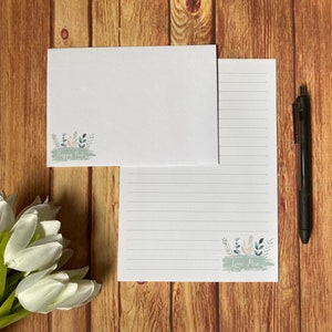 Green Watercolour Personalised Writing Paper, Writing Set, Penpal Custom Stationery, Letter Set, Writing Paper and Envelopes, Note Paper