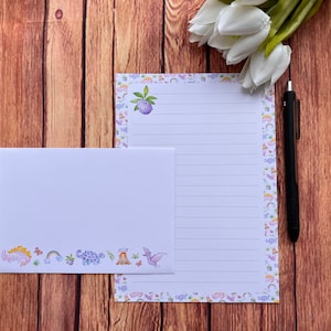 Juego de escritura con borde de dinosaurio, tamaño A5, correo postal, Happy Post, amigo por correspondencia, papelería personalizada, juego de cartas, sobres para juego de escritura, papel para notas