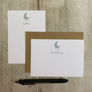 Personalisierte Mond Charme A6 Karte 10er-Set, Umschläge, Geschenkset, Schreibset, Briefset, Briefpapier, Dankeskarte