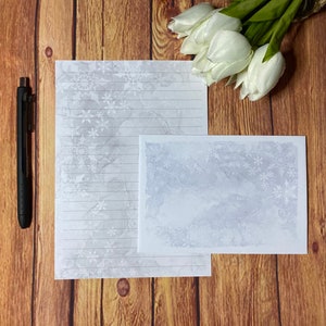 Juego de escritura A5 con copos de nieve plateados, correo postal, Happy Post, amigo por correspondencia, papelería personalizada, juego de cartas, papel y sobres para escribir A5, papel para notas
