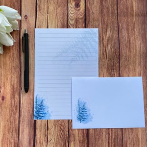 Juego de escritura Frosty Fern A5, correo postal, Happy Post, amigo por correspondencia, papelería personalizada, juego de cartas, papel y sobres para escribir A5, papel para notas