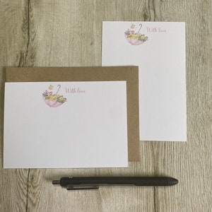 Tarjetas de notas A6 con diseño de paraguas floral personalizado, juego de 10, sobres, juego de regalo, juego de escritura, papelería personalizada, juego de cartas, papel de notas, tarjeta de agradecimiento