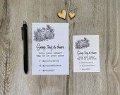 Black Floral Camera Snap, Tag and Share Cards, 25, Small Business Stationery, Customisable, Business Cards, Packaging Inserts