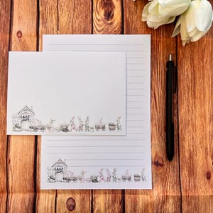 Juego de escritura Busy Bunnies A5, correo postal, Happy Post, amigo por correspondencia, papelería personalizada, juego de cartas, papel y sobres A5 para escribir, papel para notas