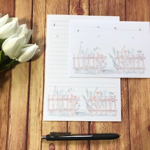 Juego de escritura Picket Fence A5, correo postal, Happy Post, amigo por correspondencia, papelería personalizada, juego de cartas, papel y sobres para escribir A5, papel para notas