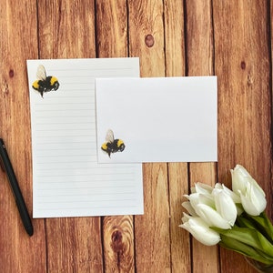 Bee A5-schrijfset, slakkenpost, Happy Post, penvriendje, briefpapier op maat, brievenset, A5-briefpapier en enveloppen, notitiepapier