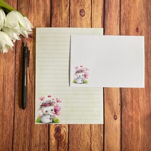 Juego de escritura A5 con diseño de elefantes florales, correo postal, Happy Post, amigo por correspondencia, papelería personalizada, juego de cartas, sobres para juego de escritura A5, papel para notas