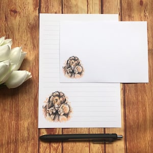 Conjunto de escrita Lion Family A5, correio tradicional, Happy Post, amigo por correspondência, papelaria personalizada, conjunto de cartas, conjunto de escrita A5, envelopes, papel para anotações