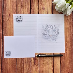 White Tiger A5-schrijfset, Snail Mail, Happy Post, Penvriendje, briefpapier, aangepast briefpapier, brievenset, A5-briefpapier en enveloppen, notitiepapier