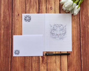 White Tiger A5 Writing Set, Snail Mail, Happy Post, Penpal, Custom Stationery, Letter Set, A5 Writing Paper and Envelopes, Note Paper