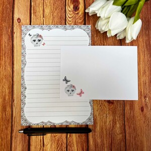 Juego de escritura de calaveras grises A5, correo postal, Happy Post, amigo por correspondencia, juego de cartas, papel y sobres para escribir A5, papel para notas, juego de papelería