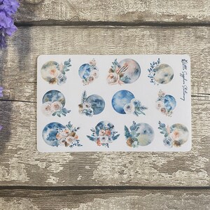 Adesivi con lune e fiori, posta ordinaria, decorazioni per buste, artigianato, carta da lettere, amico di penna, carta per appunti, cancelleria, adesivi per planner