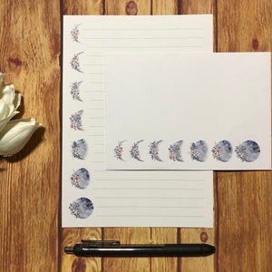 Bloemen maanstanden A5-schrijfset, slakkenpost, Happy Post, penvriend, briefpapier, aangepast briefpapier, brievenset, A5-schrijfset enveloppen, notitiepapier