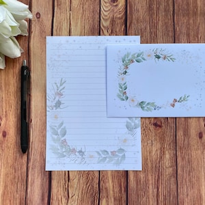 Juego de escritura A5 con flores navideñas, correo postal, Happy Post, amigo por correspondencia, papelería personalizada, juego de cartas, papel y sobres para escribir A5, papel para notas