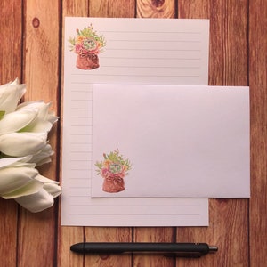 Set da scrittura Succulent Bouquet A5, posta ordinaria, Happy Post, Penpal, cancelleria personalizzata, set di lettere, carta da scrittura e buste A5, carta per appunti