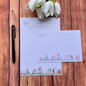 Juego de escritura Spring Garden Gonk A5, correo postal, Happy Post, amigo por correspondencia, papelería personalizada, juego de cartas, papel y sobres para escribir A5, papel para notas