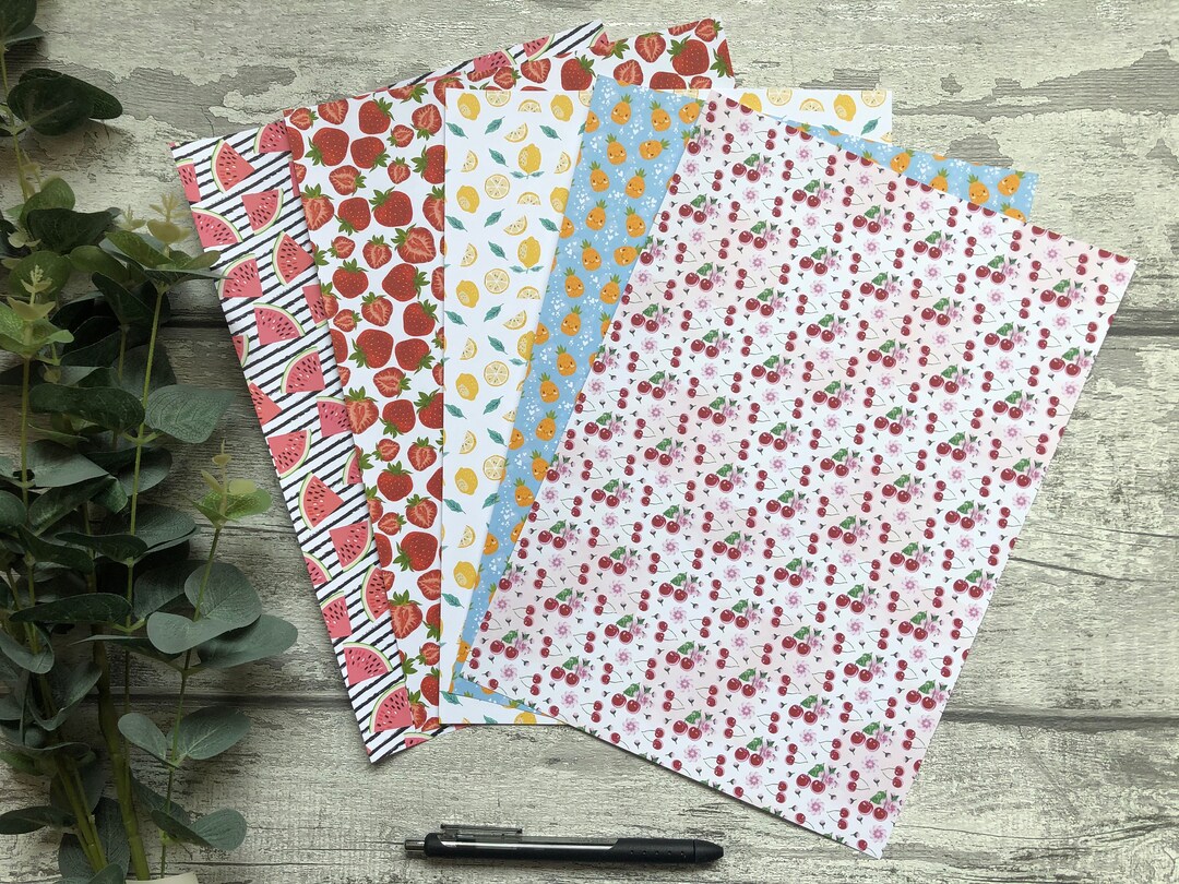 Fruity 5 Sheets A4 Patterned Paper, Scrapbooking, Envelope Making ...