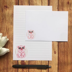 Juego de escritura A5 Piggy Cool, correo postal, Happy Post, amigo por correspondencia, papelería personalizada, juego de cartas, sobres para juego de escritura A5, papel para notas