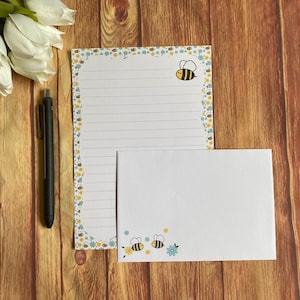 Bee Border A5 Set da scrittura, posta ordinaria, Happy Post, Penpal, cancelleria personalizzata, set di lettere, set da scrittura A5 Buste, carta per appunti