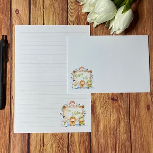 Juego de escritura personalizado de amigos navideños A5, juego de escritura, juego de papelería personalizado Penpal, juego de cartas, papel de escritura y sobres A5, papel para notas