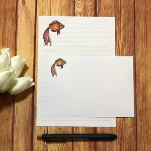 Juego de escritura A5 con forma de pez, correo postal, Happy Post, amigo por correspondencia, papelería personalizada, juego de cartas, sobres para juego de escritura A5, papel para notas