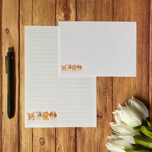 Doggy Friends A5 Set da scrittura, posta ordinaria, Happy Post, Penpal, cancelleria personalizzata, set di lettere, carta da scrittura e buste A5, carta per appunti