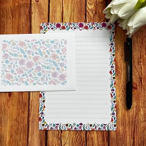 Levendige bloemen A5-schrijfset, slakkenpost, Happy Post, penvriend, briefpapier, aangepast briefpapier, brievenset, briefpapier en enveloppen A5, notitiepapier