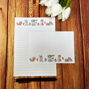 秋の動物 A5 筆記具セット、筆記具セット、ペンパル、カスタム文具、レターセット、A5 筆記具セット封筒、メモ用紙、秋